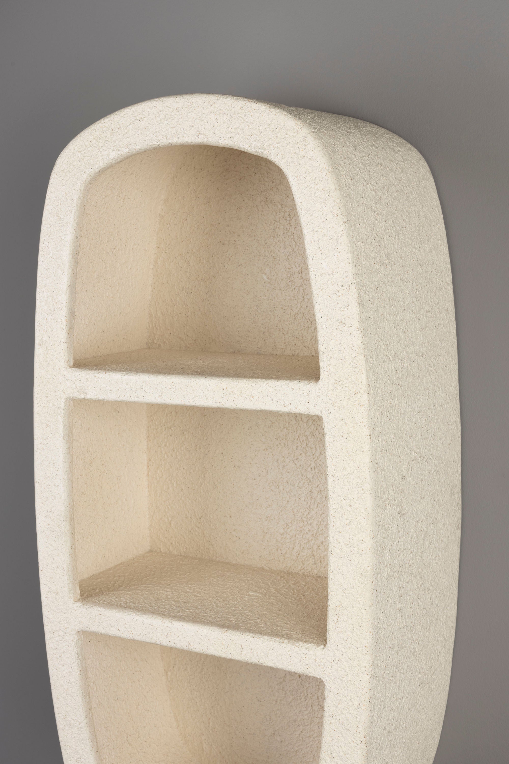 Dutchbone Veda Organic Curved Neutral Marble Double Wall Shelf